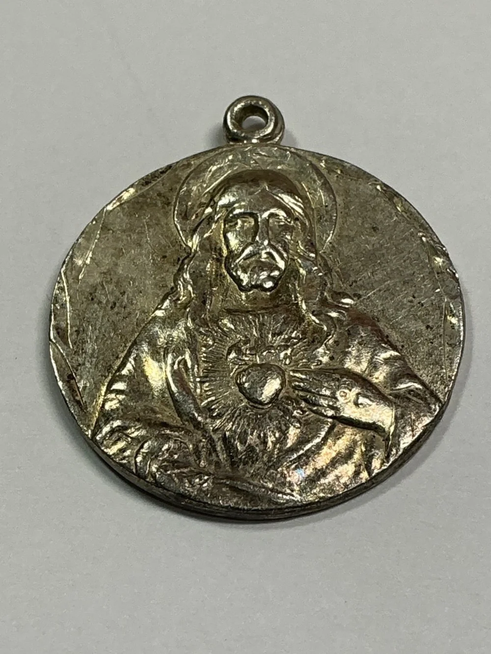 Vintage Sterling Silver Sacred Heart Of Jesus & Our Lady Of The Holy Scapular.